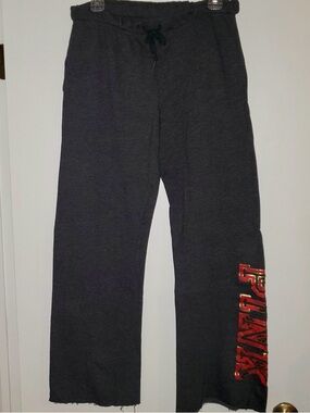 PINK Victoria's Secret Charcoal Gray Track Pants with Red Logo